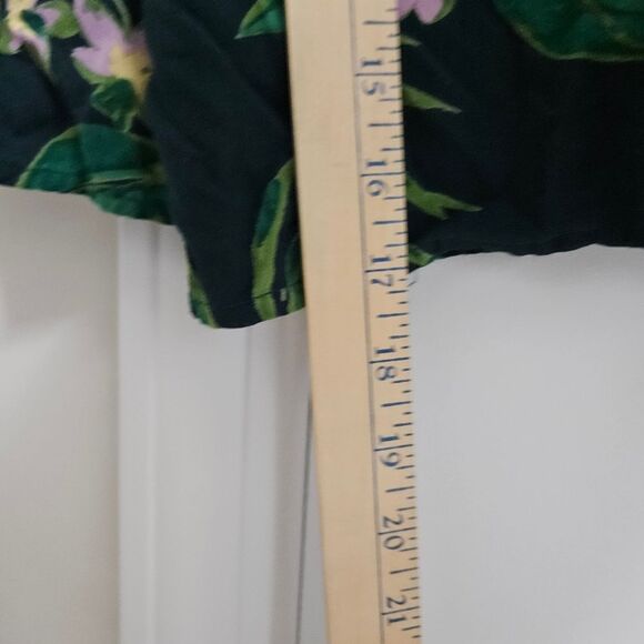 Patrons of Peace Tropical Jumpsuit Women's Med Green Smocked Top Cropped Rayon* - Picture 8 of 10